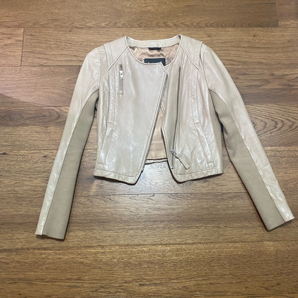 Mackage Beige Moto Leather Jacket - Picture 2 of 5